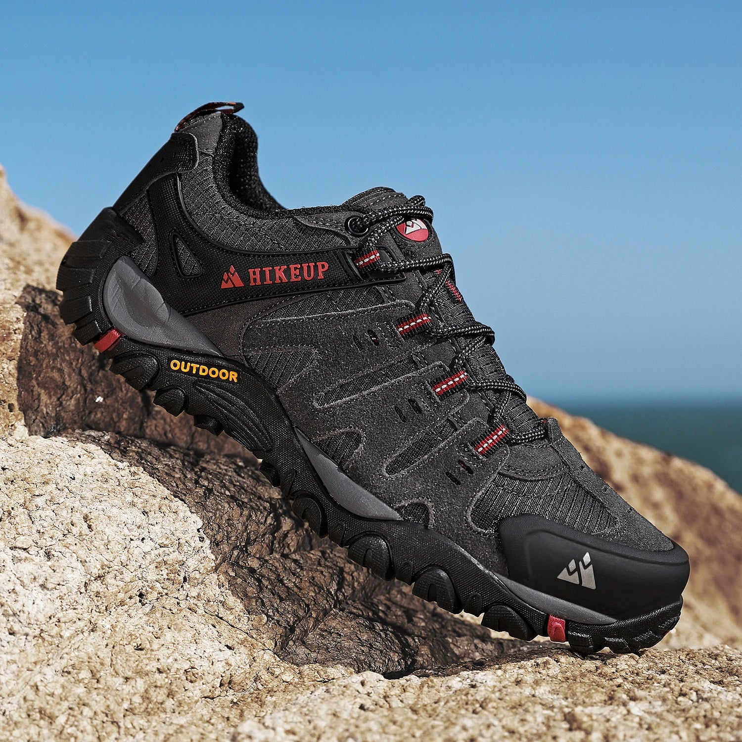 HIKEUP Men's Suede Leather Hiking Shoes – Outdoor Trekking